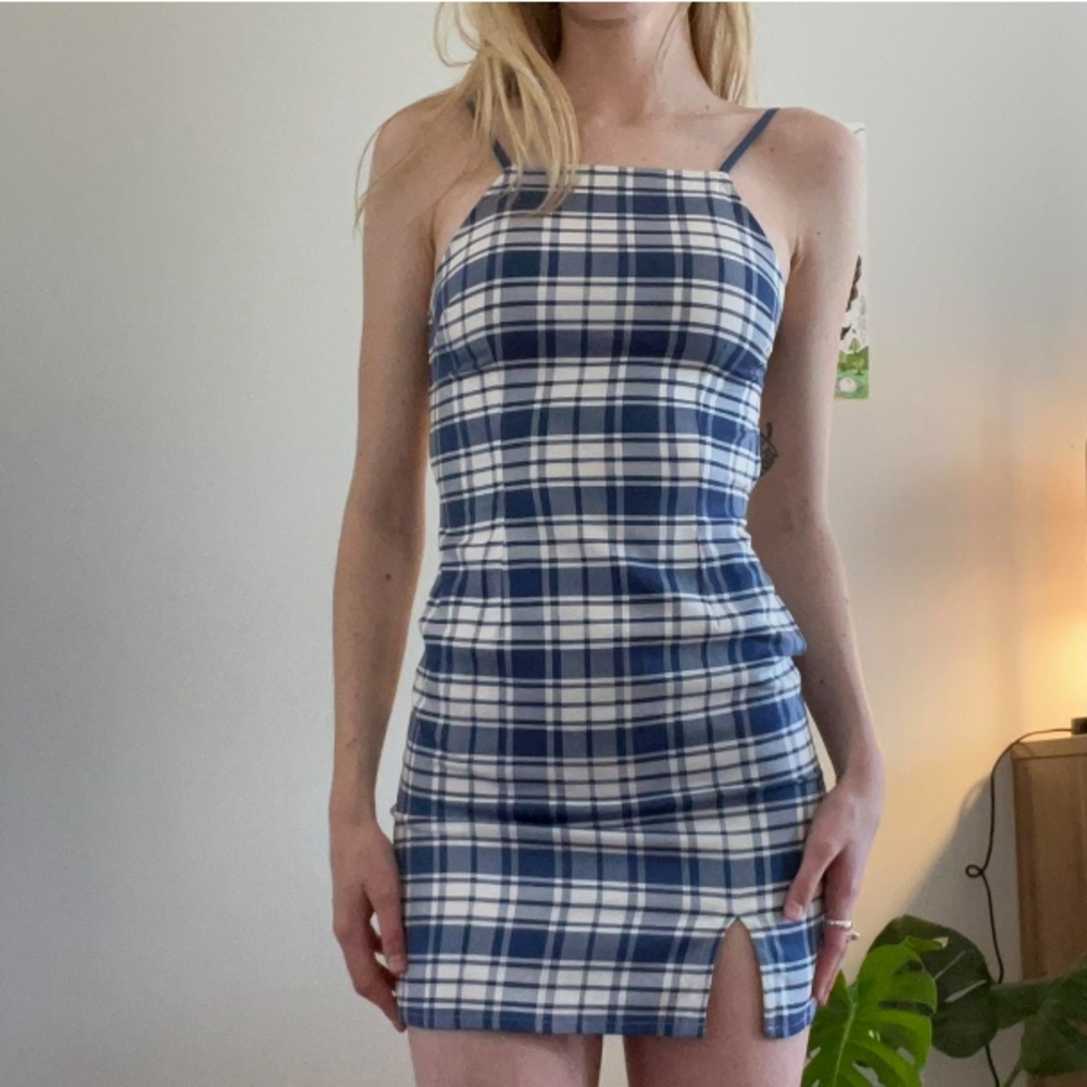 Urban Outfitters Blue Sheath Halter Mini Dress